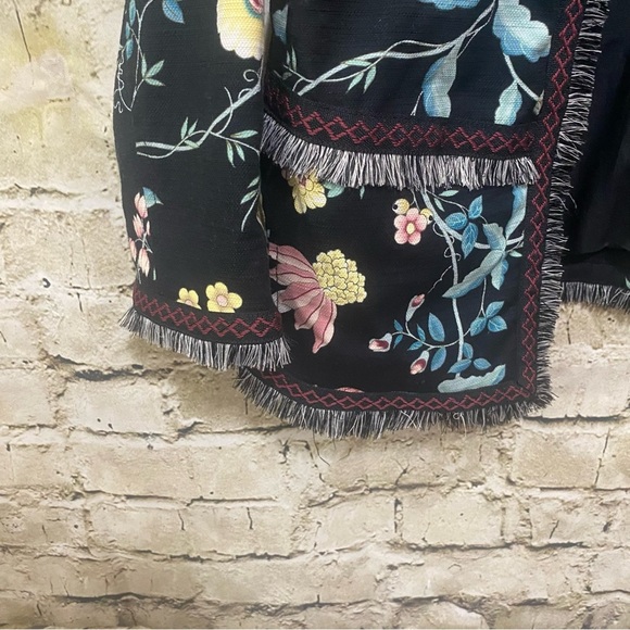 Loft Cotton Twill Floral Print Cropped Open Front Fridge Blazer Jacket - Picture 3 of 6